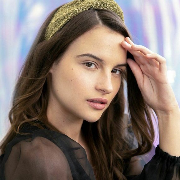 TwelveNYC Gold Lurex Stretch Knot Headband Gold OS - Picture 2 of 2